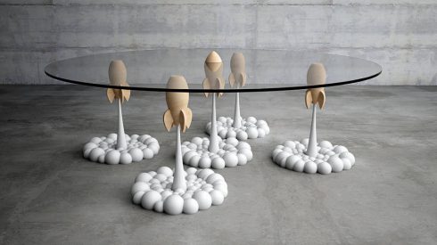 Rocket Coffee Table – Beautiful Table with Rockets as Legs